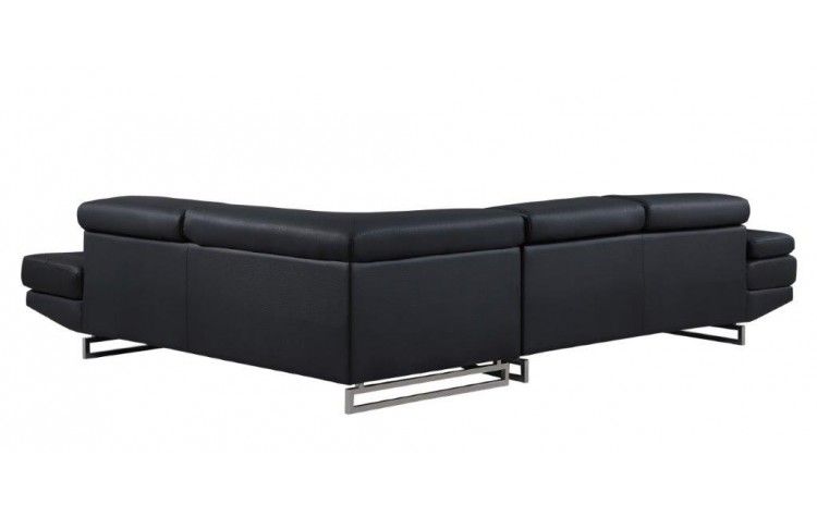 L Shaped Leather Two Piece Corner Sectional - Black