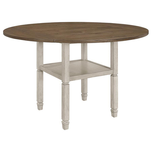 Sarasota - Counter Height Table With Shelf Storage - Nutmeg And Rustic Cream - Simple Home Plus