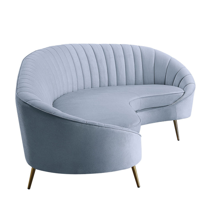 Velvet Curved Sofa With Legs - Light Gray / Gold