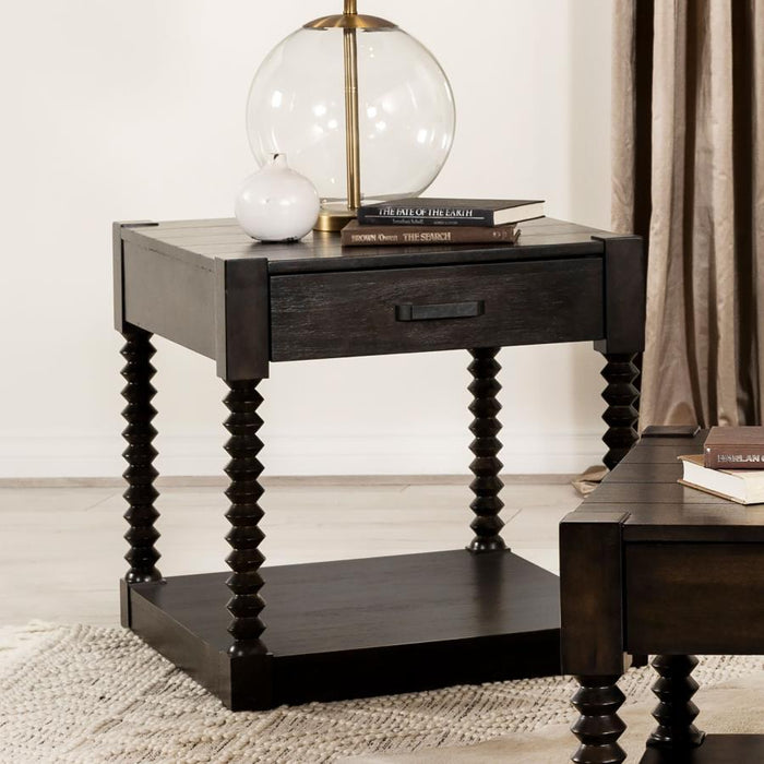 Meredith - 1-Drawer End Table - Coffee Bean - Simple Home Plus