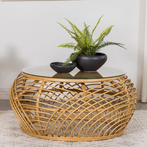 Dahlia - Round Woven Rattan Coffee Table - Natural - Simple Home Plus