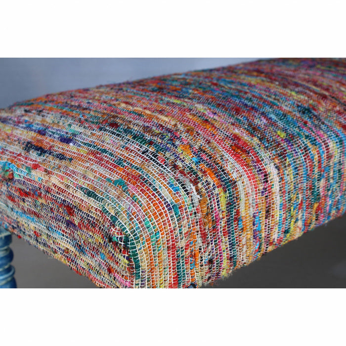 Stripe Blue Leg Upholstered Bench - Rainbow