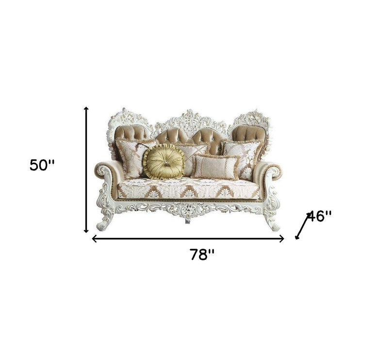 Loveseat And Toss Pillows - Brown / White