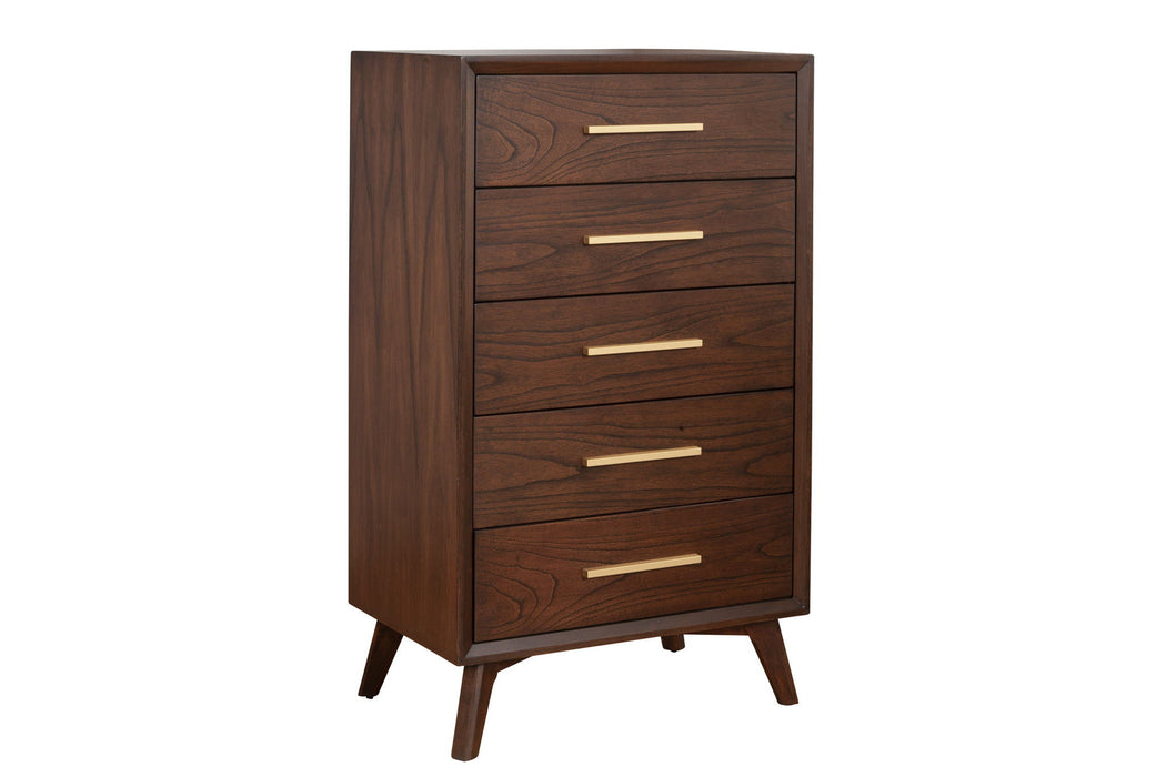 Solid Wood Five Drawer Chest - Walnut