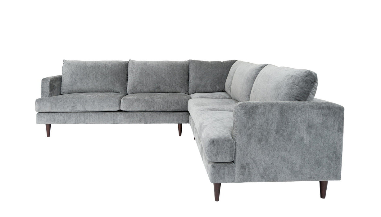 Velvet L Shaped Three Piece Sectional - Silver