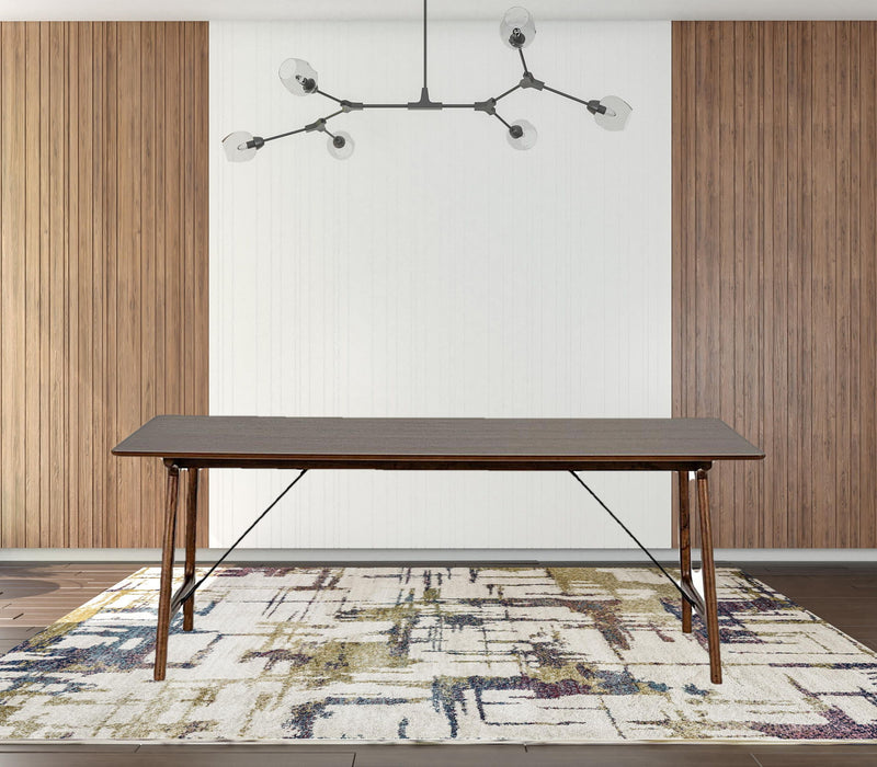 Rectangular Solid And Solid Wood Dining Table - Walnut