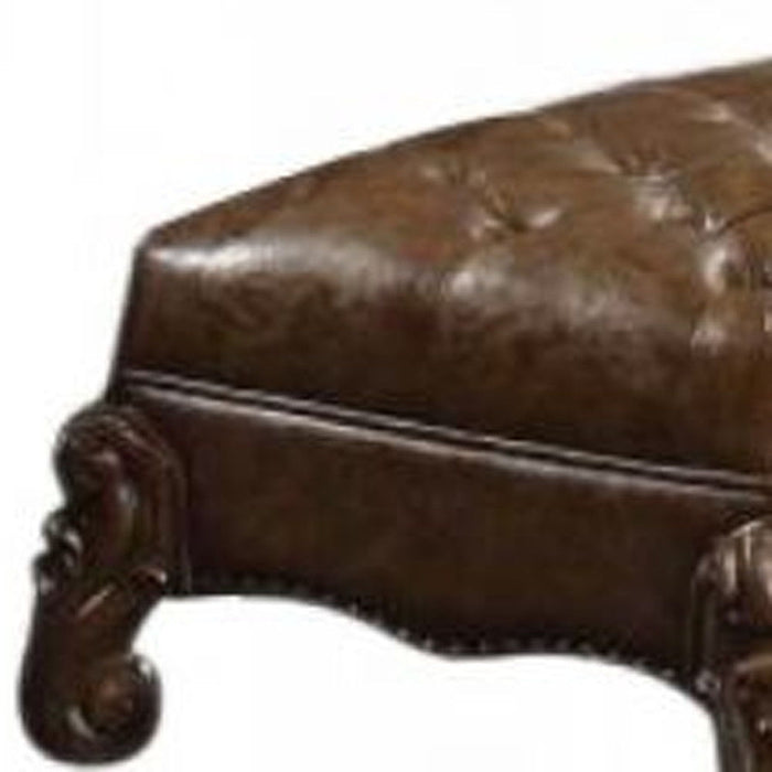 Upholstered Faux Leather Bench - Brown