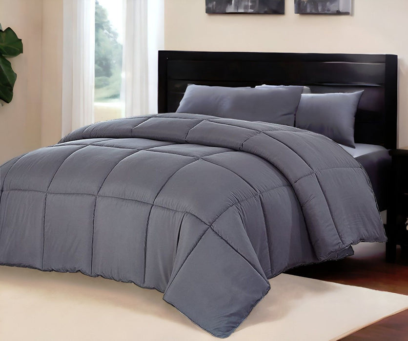 Queen Medium Warmth Down Alternative Comforter - Dark Gray