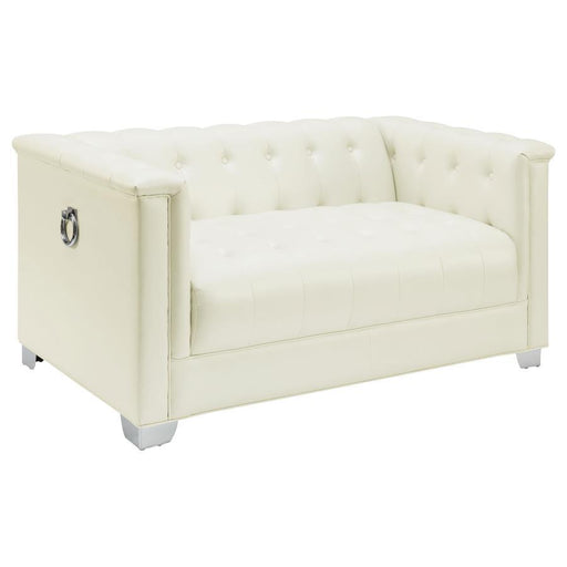 Chaviano - Tufted Upholstered Loveseat - Pearl White - Simple Home Plus