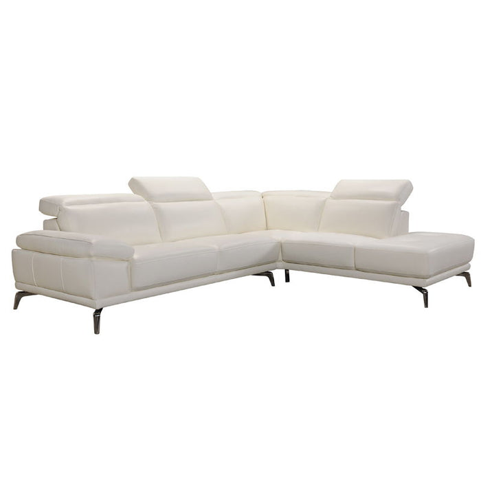 Leather And Wood Sectional Sofa - White