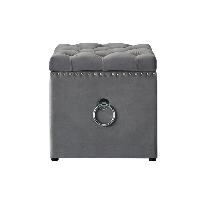 Velvet Tufted Storage - Gray / Black