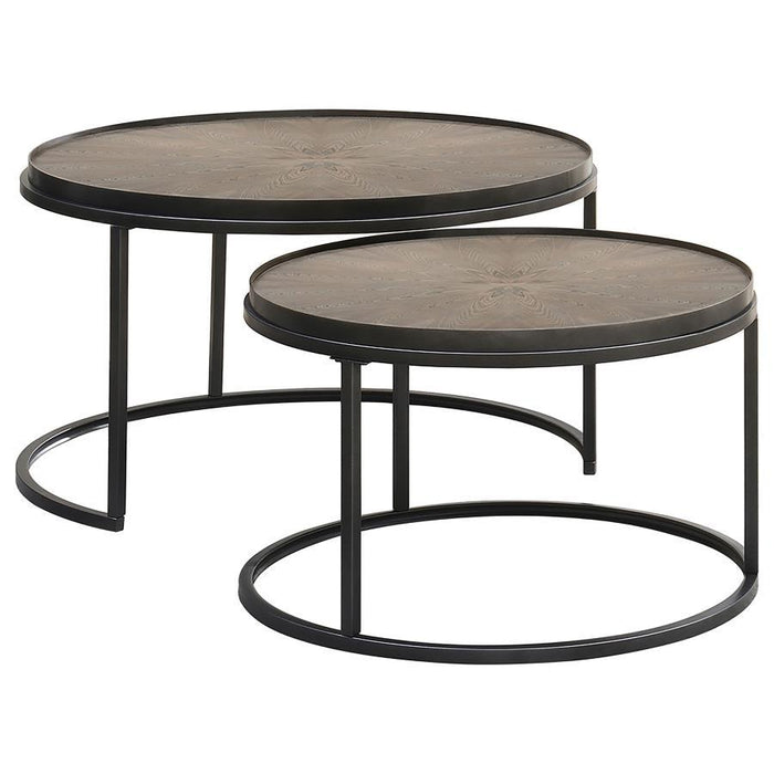 Rodrigo - 2 Piece Round Nesting Tables - Weathered Elm - Simple Home Plus