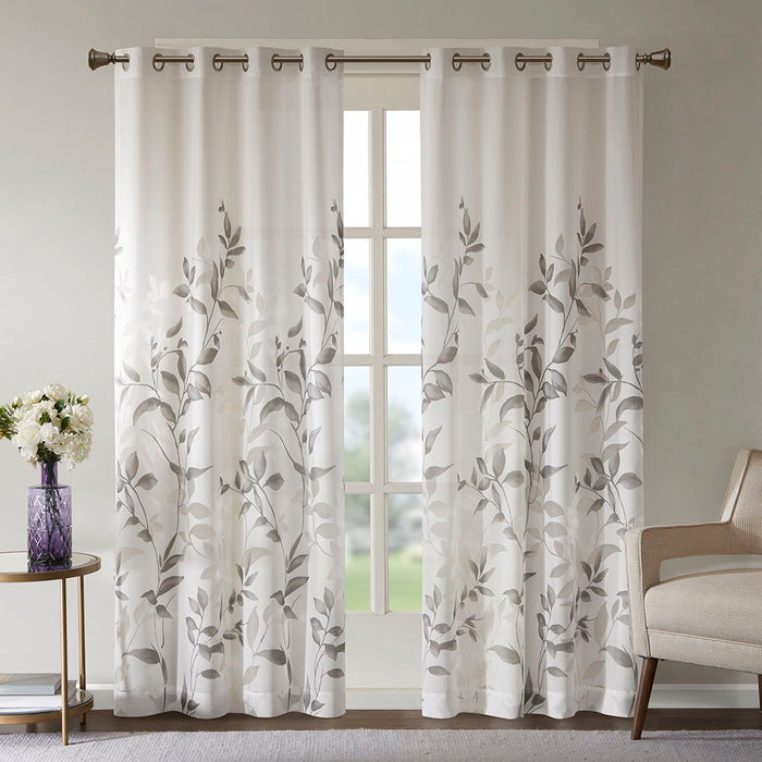 Cecily - 84" Burnout Printed Window Panel - Gray