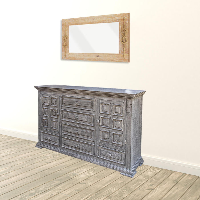 Solid Wood 6 Drawer Triple Dresser - Gray