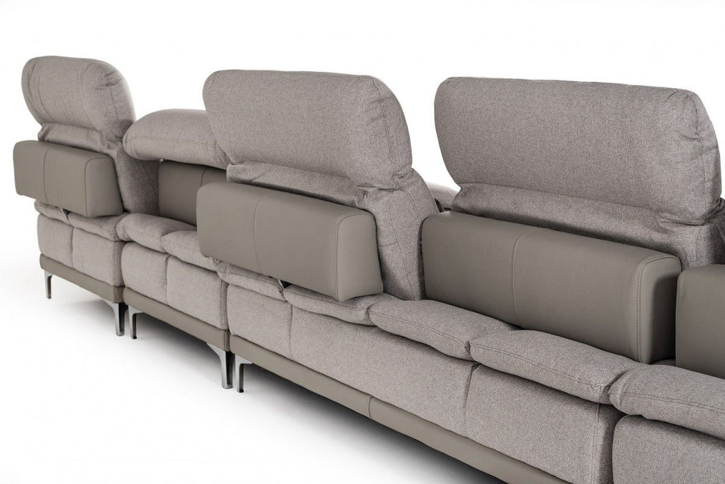 Fabric Foam Wood And Stainless Steel Sectional Sofa - Gray