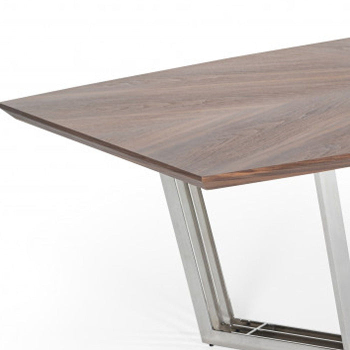 Rectangular And Iron Dining Table - Walnut And Silver