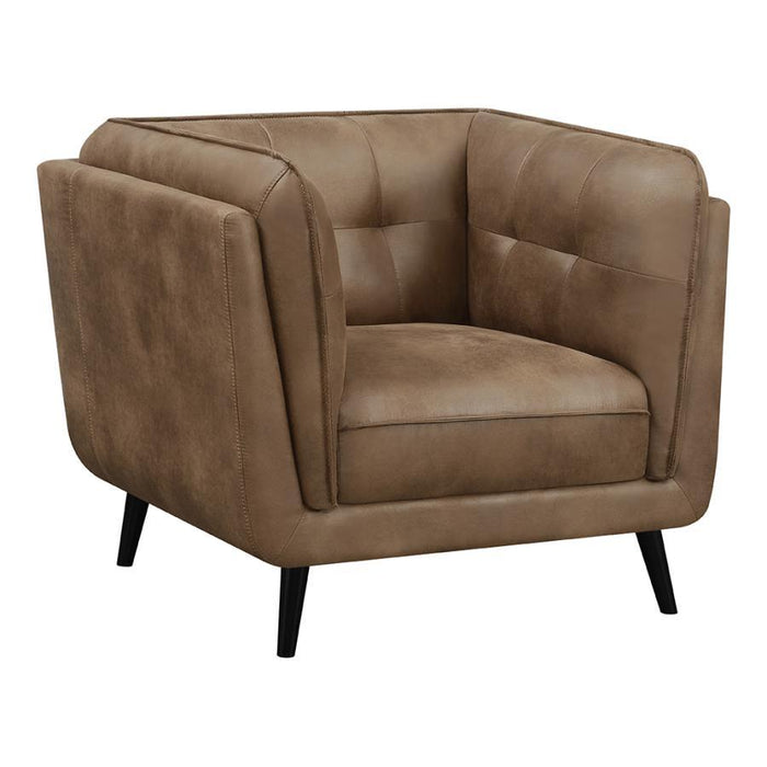 Thatcher - Upholstered Button Tufted Chair - Brown - Simple Home Plus