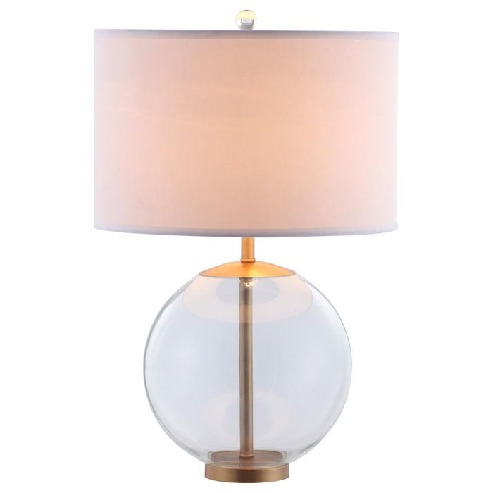 Kenny - Drum Shade Table Lamp With Glass Base - White - Simple Home Plus