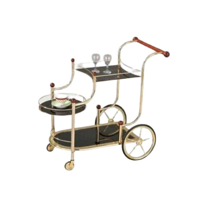 Plated Glass Serving Cart - Golden / Black