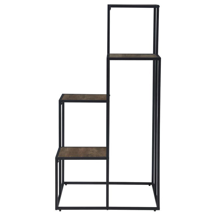 Rito - 4-Tier Display Shelf - Rustic Brown And Black - Simple Home Plus