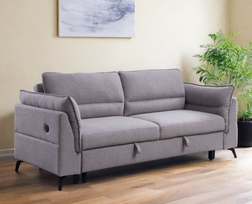 1 Cotton Sleeper Usb Sleeper Sofa With Black Legs - Gray