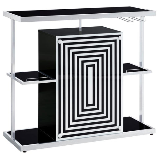 Zinnia - 2-Tier Bar Unit - Glossy Black And White - Simple Home Plus