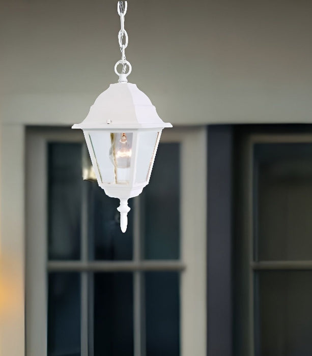 Distressed Beveled Glass Outdoor Hanging Light - White