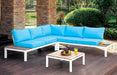 Winona - Patio Sectional With Table - White / Oak / Blue - Simple Home Plus