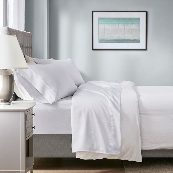 1000 Thread Count - HeiQ Smart Temperature Cotton Blend 4 Piece Sheet Set - White