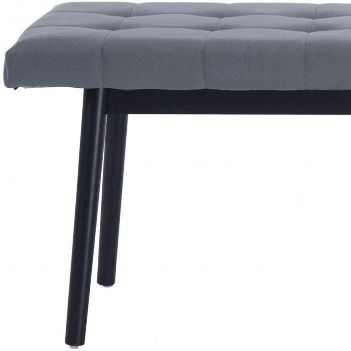 Velvet Upholstered Bench - Black / Gray