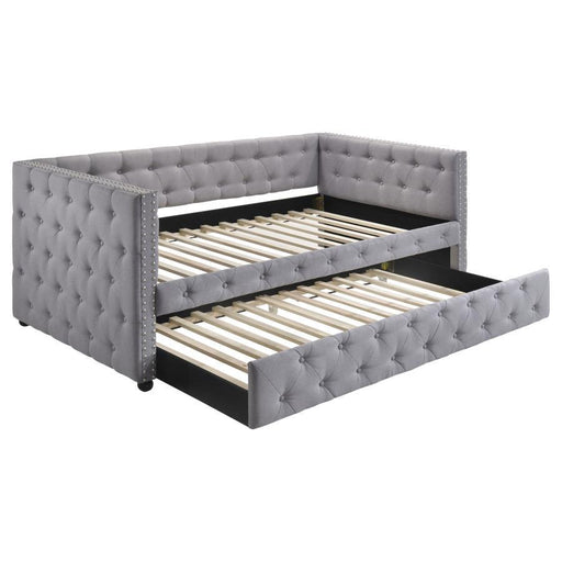 Mockern - Tufted Upholstered Daybed With Trundle - Gray - Simple Home Plus