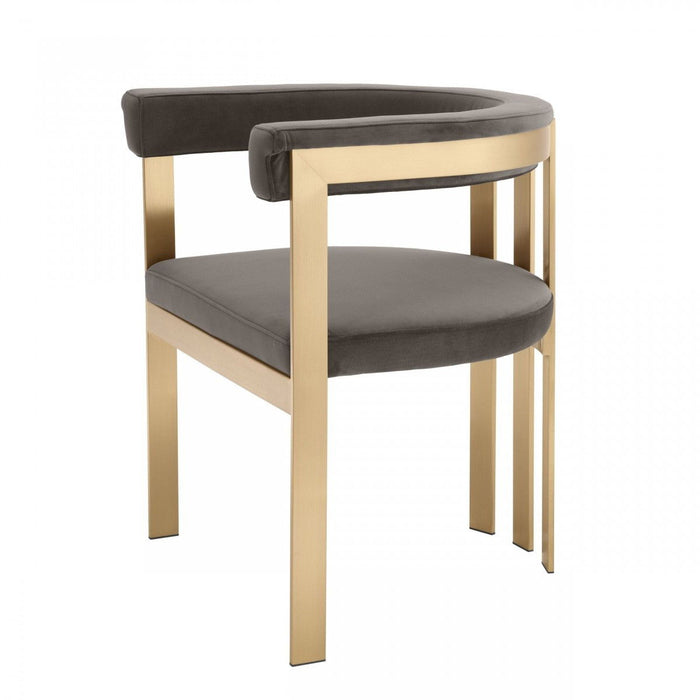 Velvet And Gold Arm Chair - Gray