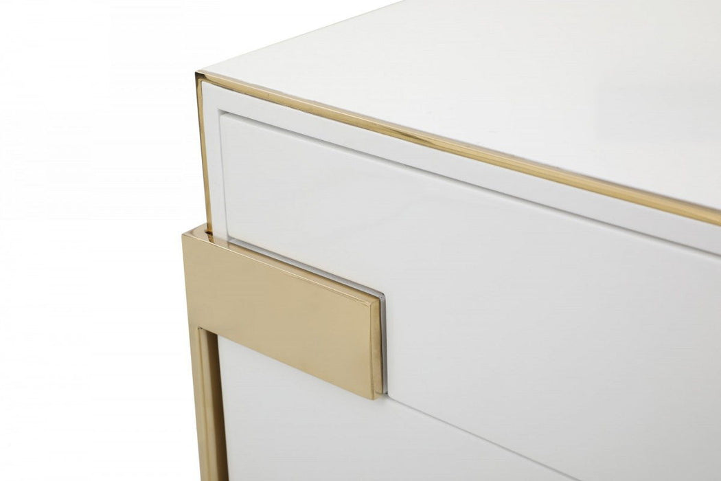 Solid And Manufactured Wood Six Drawer Dresser - White Champagne Gold