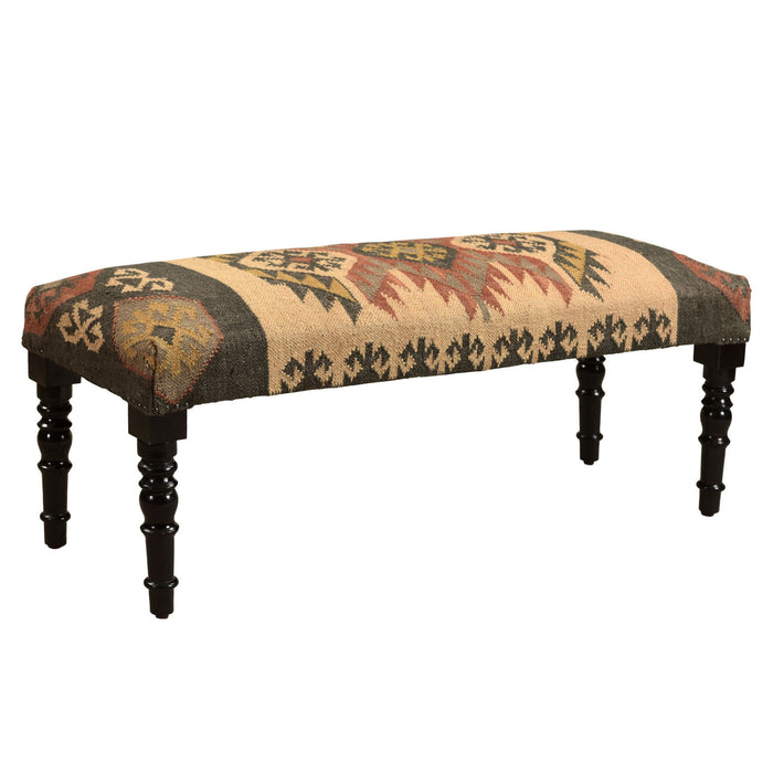 Leg Southwest Upholstered Bench - Shades Of Brown Black