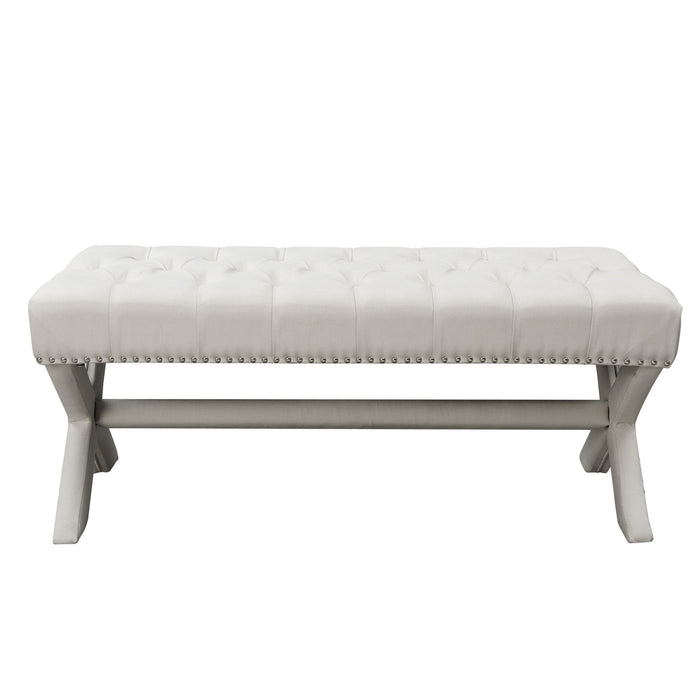 Upholstered Linen Bench - Cream