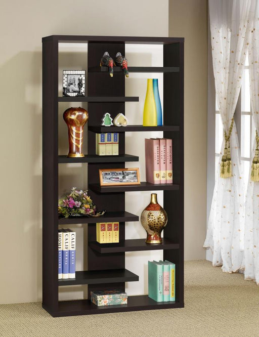 Altmark - Bookcase With Staggered Floating Shelves - Cappuccino - Simple Home Plus