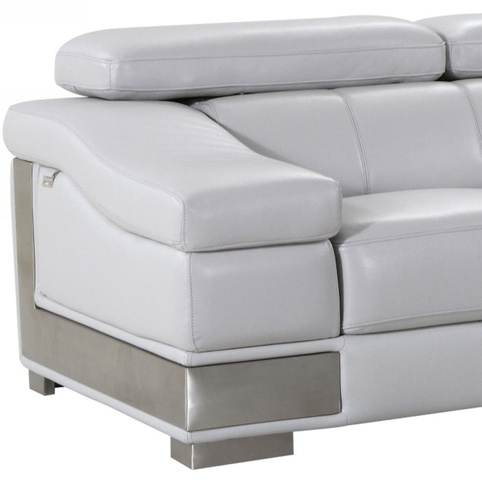 Genuine Love Seat Leather - Light Gray / Silver