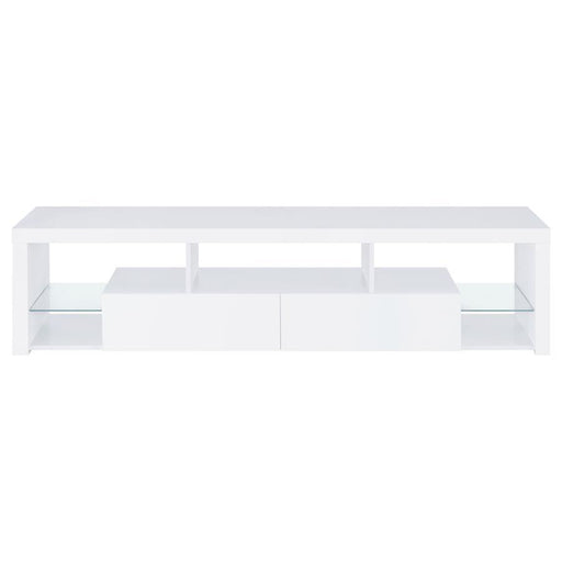 Jude - 2-Drawer 71" TV Stand With Shelving - White High Gloss - Simple Home Plus