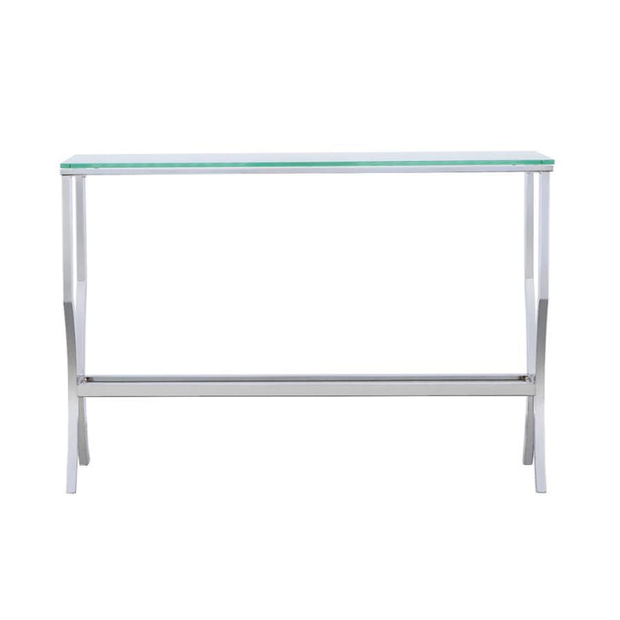 Saide - Rectangular Sofa Table With Mirrored Shelf - Chrome - Simple Home Plus