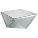 Amore - Square Coffee Table With Triangle Detailing - Silver And Clear Mirror - Simple Home Plus