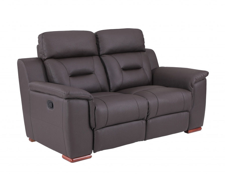 Faux Leather Manual Reclining Love Seat - Brown