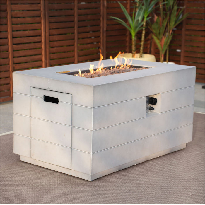 Aluminum Natural Gas Rectangular Fire Pit Table With Cover - Gray