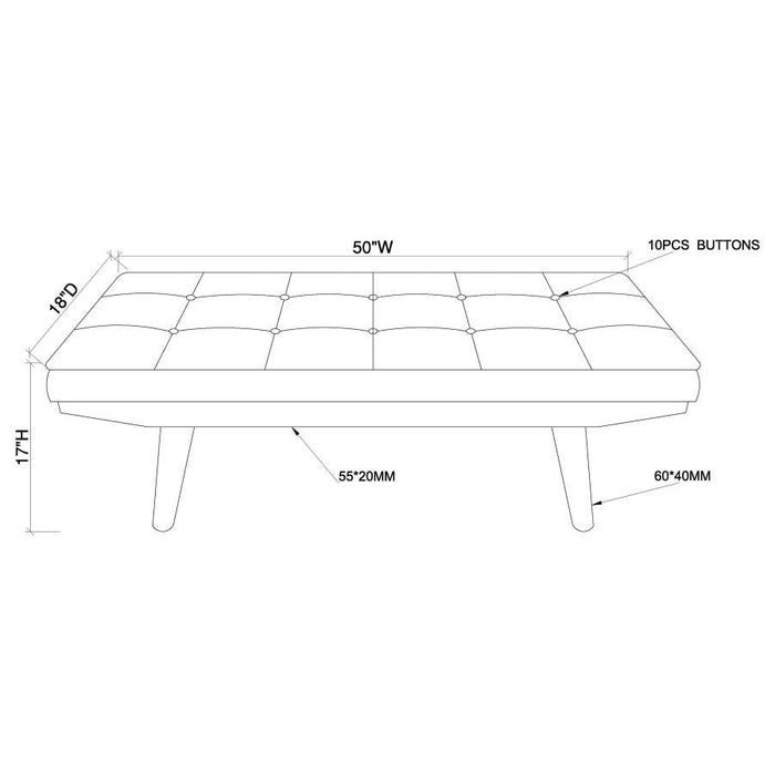 Wilson - Upholstered Tufted Bench - Taupe And Natural - Simple Home Plus