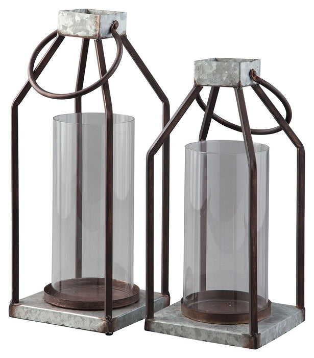 Diedrick - Gray / Black - Lantern Set (Set of 2) - Simple Home Plus