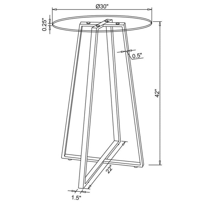 Zanella - Glass Top Bar Table - Chrome - Simple Home Plus