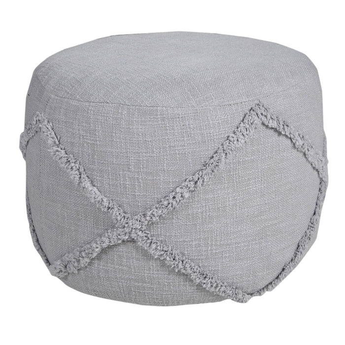 Cotton Ottoman Round - Gray