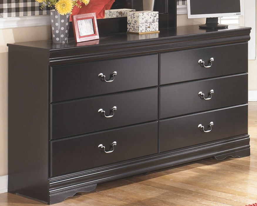 Huey - Black - Six Drawer Dresser - Simple Home Plus