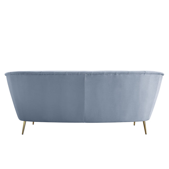 Velvet Sofa With Legs - Light Gray / Gold