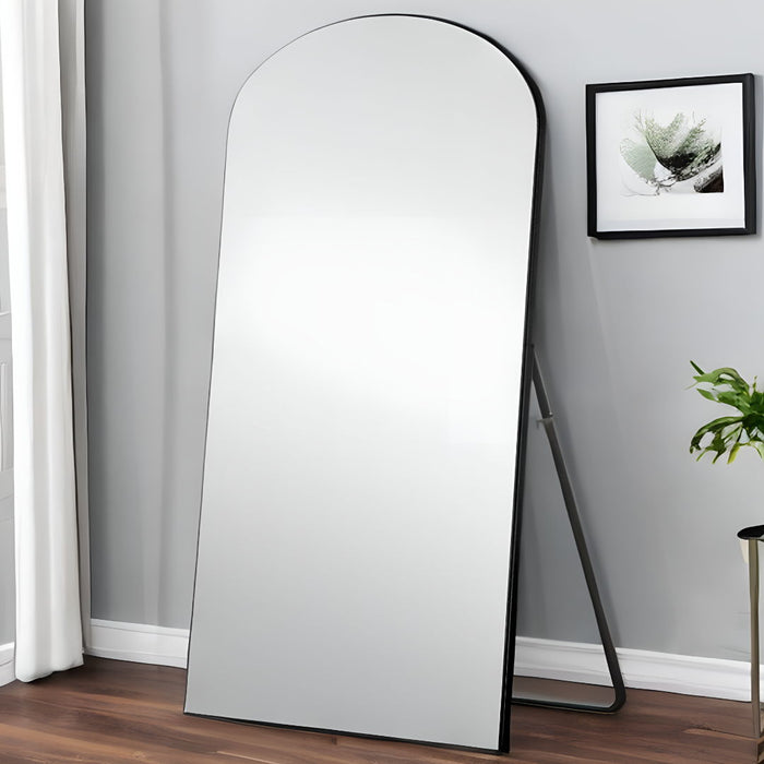 71" Arch Wood Frame Full Length Standing Mirror - Black