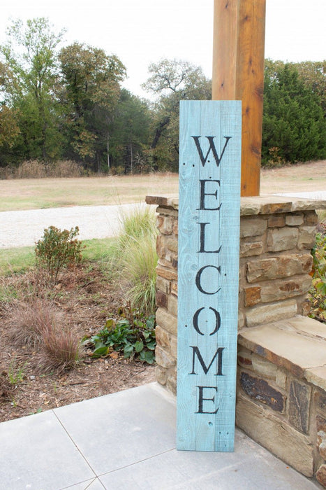 Rustic Front Porch Welcome Sign - Light Aqua Blue